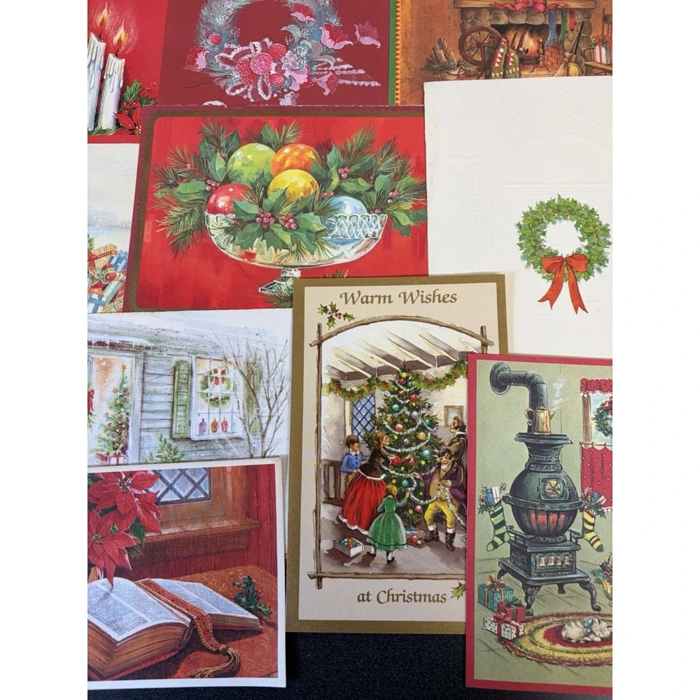 Vintage Christmas Cards Fronts ONLY Traditional Scrapbooking Decoupage Lot 50+